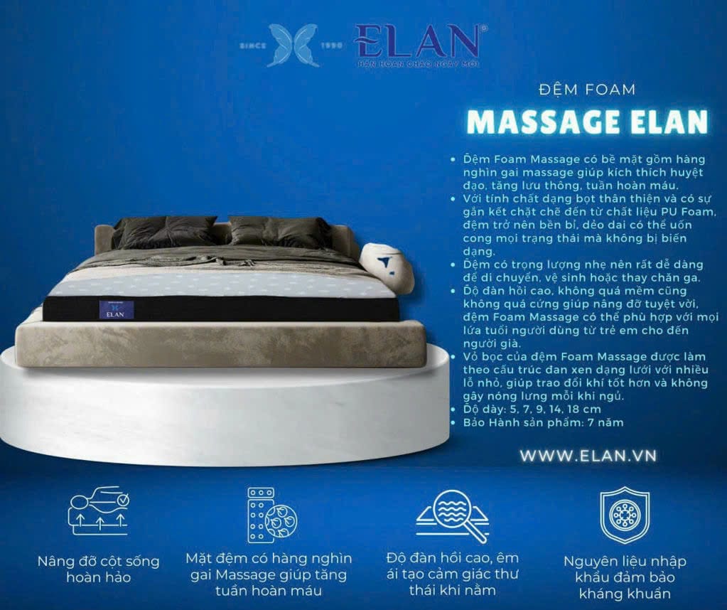 Nệm Foam Massage Elan Đà Nẵng: Bí Quyết Cho Giấc Ngủ Ngon Mỗi Đêm