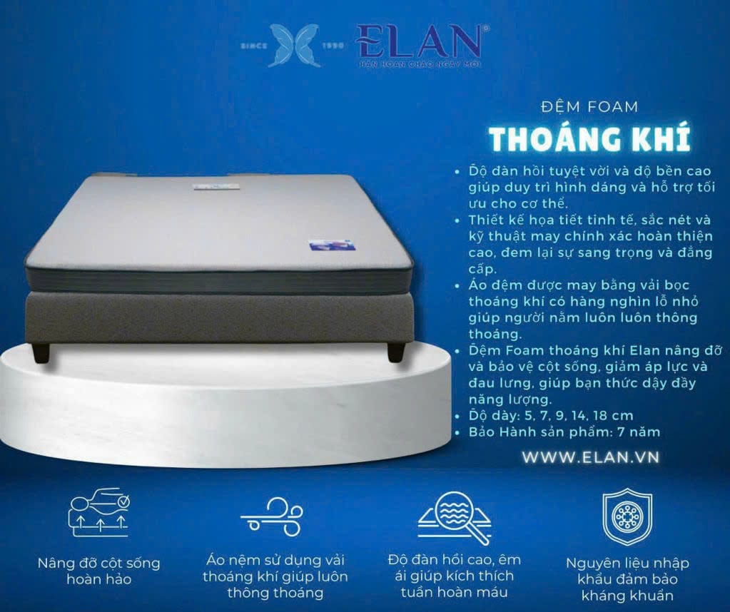 Đệm Foam Thoáng Khí Tại Elan Đà Nẵng: Thoải Mái, Êm Ái, Mát Mẻ