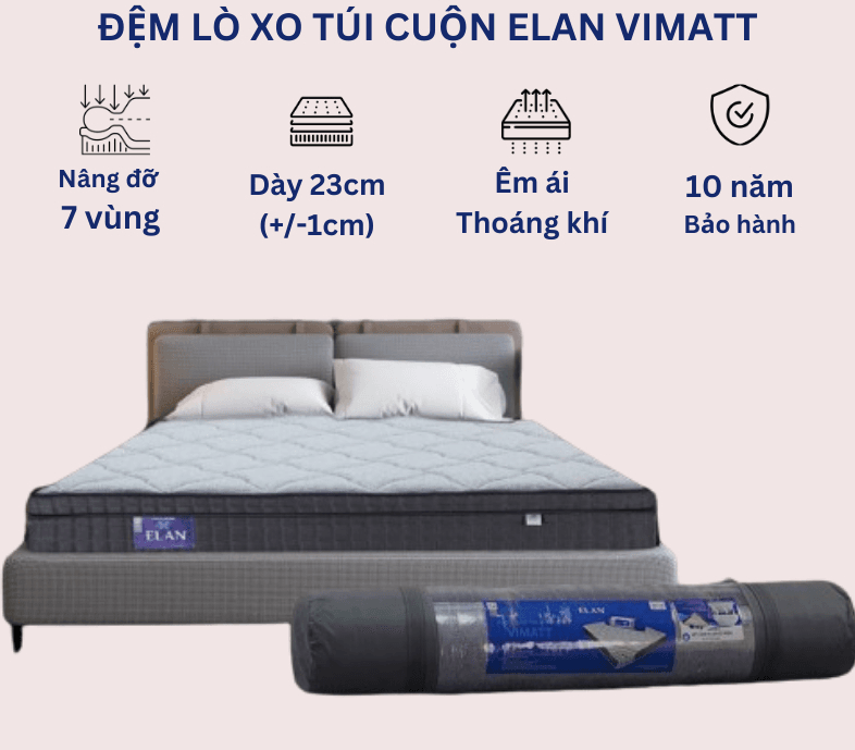 Nâng Tầm Giấc Ngủ Hoàn Hảo Với Nệm Lò Xo Cuộn VIMATT – Sự Lựa Chọn Đẳng Cấp Từ Nệm Elan Đà Nẵng