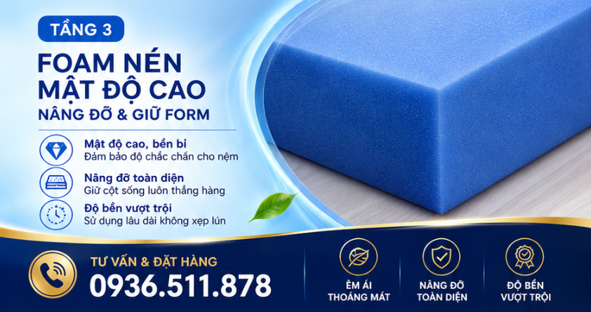 Foam Mở Kết Hợp Gel Tản Nhiệt – Thiết Kế Đệm Foam Đa Tầng II ELAN Hạn Chế Hầm Bí
