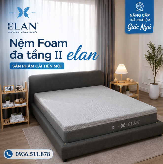 Foam Mở Kết Hợp Gel Tản Nhiệt – Thiết Kế Đệm Foam Đa Tầng II ELAN Hạn Chế Hầm Bí