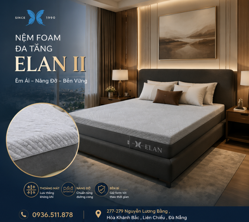 Kết Hợp Đệm Foam Đa Tầng II ELAN Với Divan ELAN – Hoàn Thiện Một Phòng Ngủ Hiện Đại