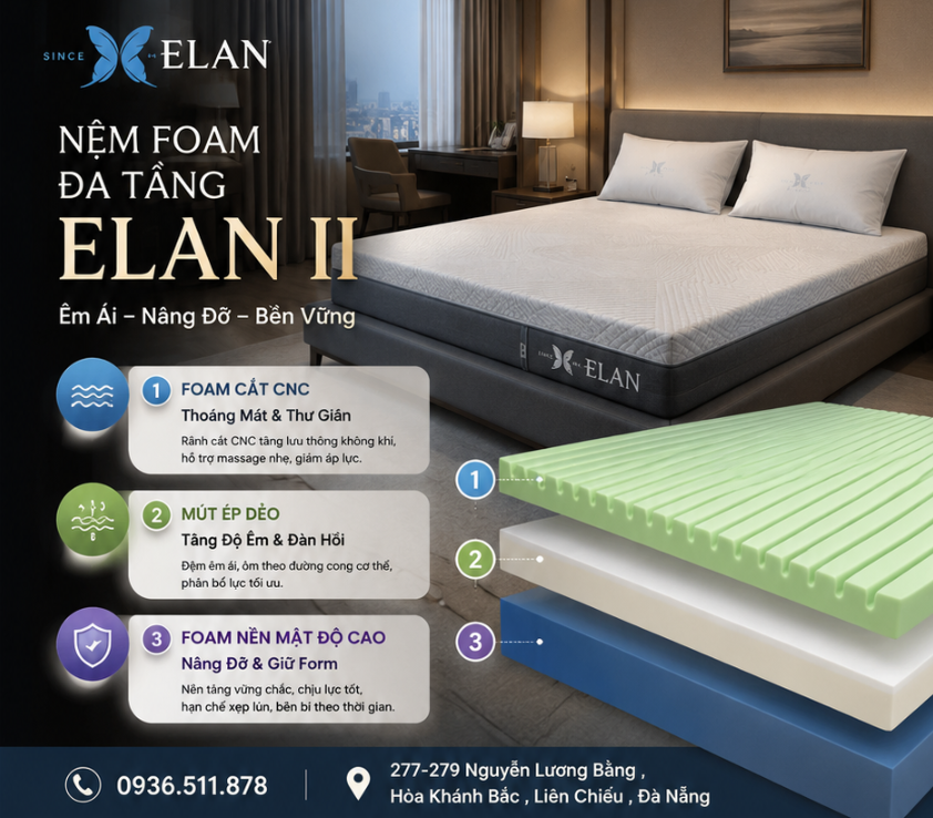 Nệm Foam Đa Tầng II ELAN Dùng Cho Phòng Ngủ Gia Đình?