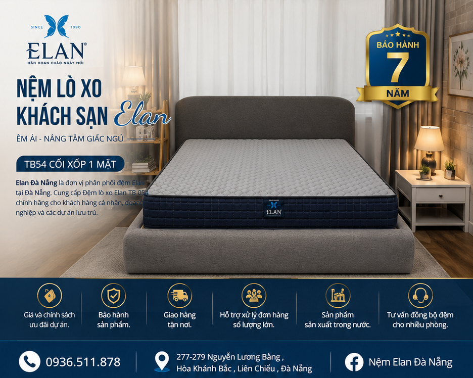 Thông Số Và Kích Thước Của Đệm Lò Xo Khách Sạn Elan TB 054