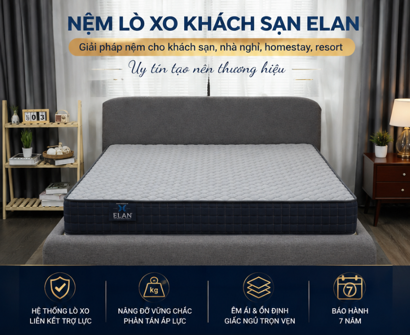 Thông Số Và Kích Thước Của Đệm Lò Xo Khách Sạn Elan TB 054