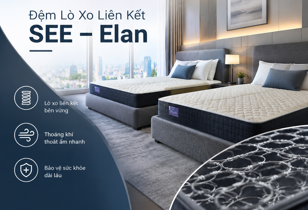 Bí Quyết Giữ Phòng Ốc Luôn Khô Thoáng: Đệm Lò Xo Mở SEE Elan Cho Mùa Du Lịch